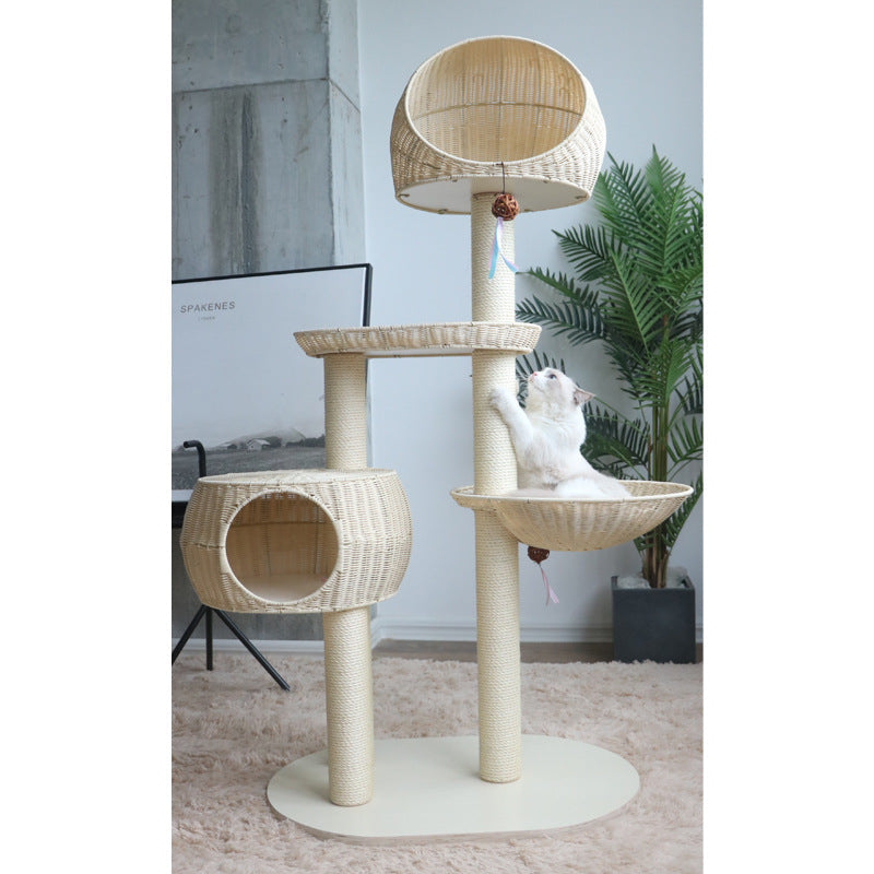 Luxury Multi-Layer Solid Wood Cat Tree - Stylish & Durable Cat Furniture