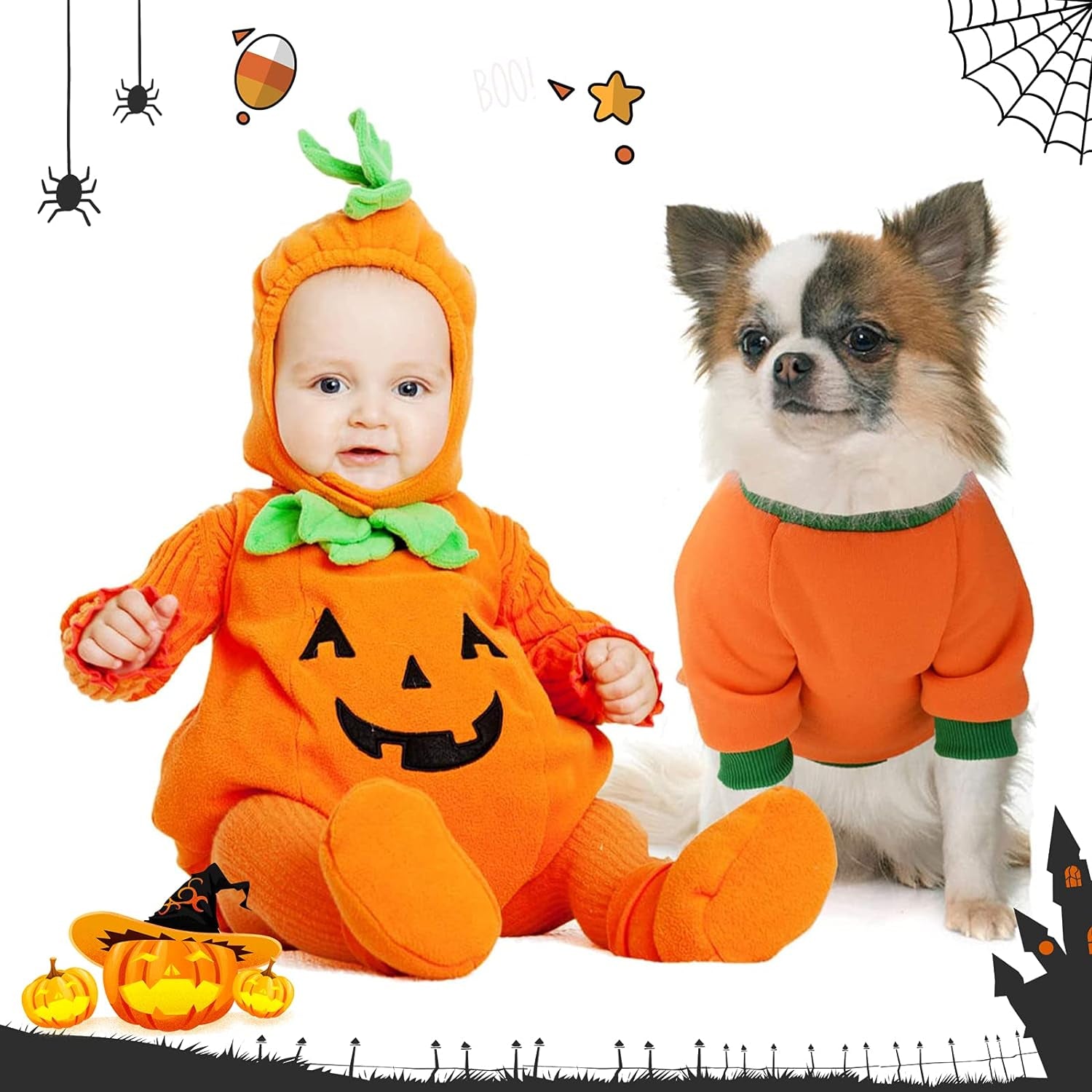 BWOGUE Dog Halloween Shirt Pet Pumpkin Costumes Pet Clothes Funny T-Shirt for Small Dogs and Cats Halloween Cosplay Holiday Festival Party