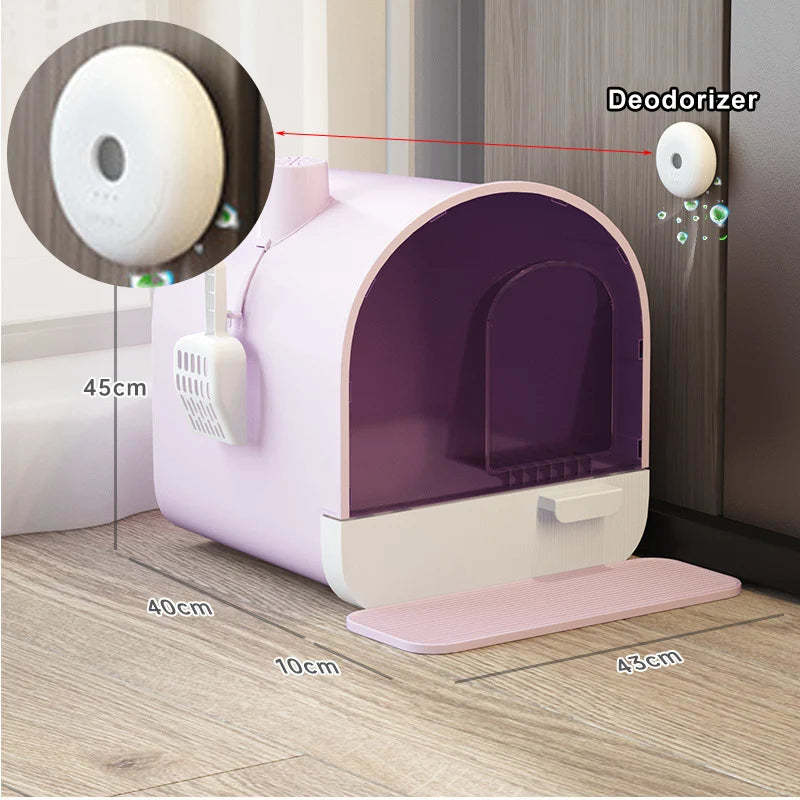 Cat Litter Box Oversized Fully Enclosed Drawer Type Cat Toilet anti Splash Cat Litter Box Deodorant Excrement Basin