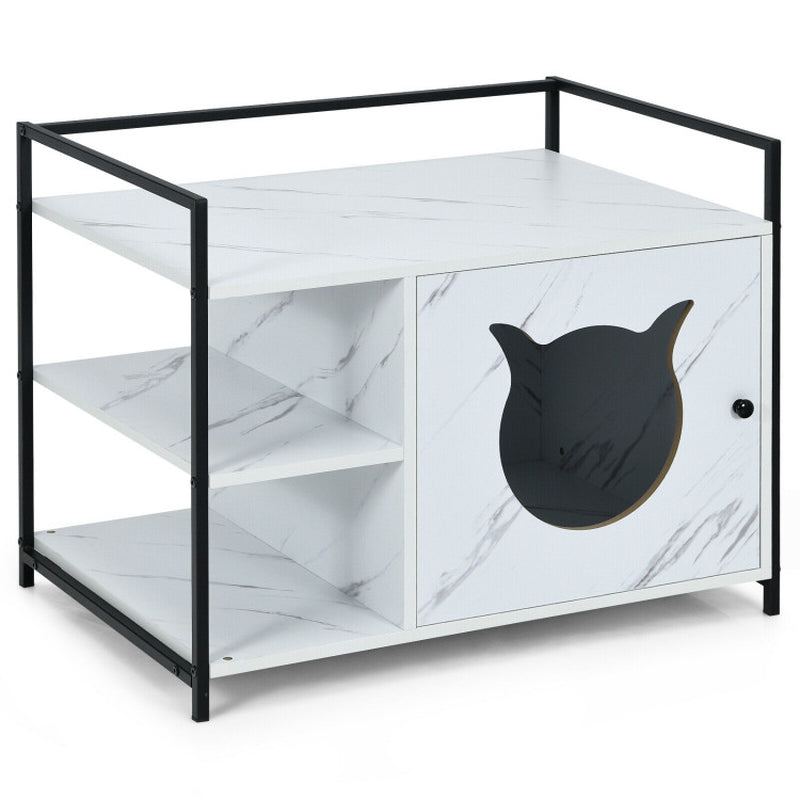 Enclosure Hidden Litter Furniture Cabinet with 2-Tier Storage Shelf