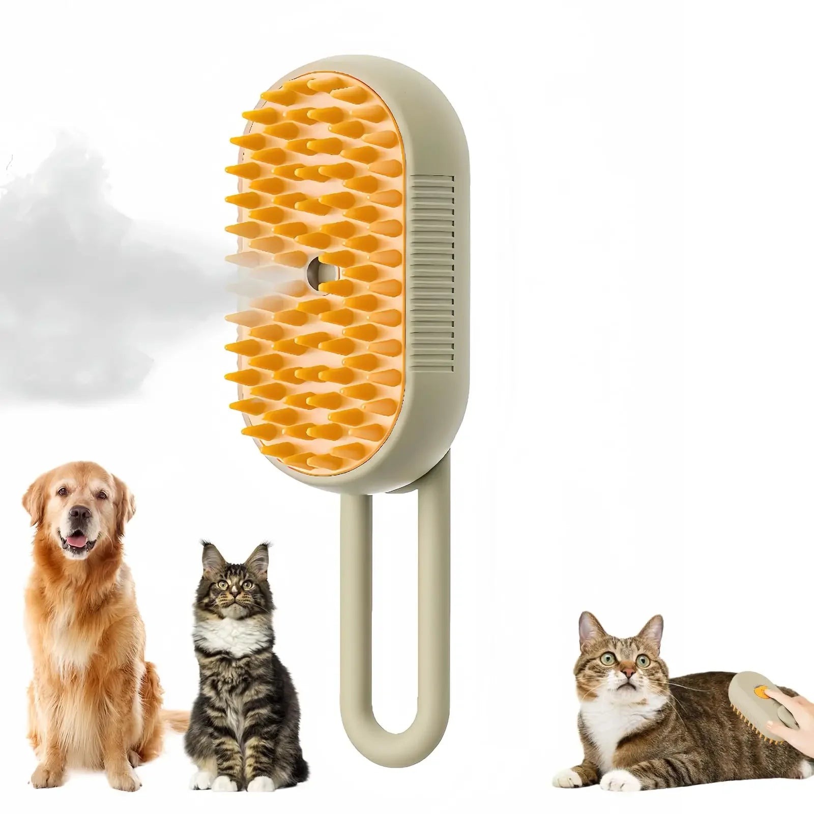 3-in-1 Cat & Dog Massage Brush with Steam Spray - Rotatable Hair Removal & Bath Comb