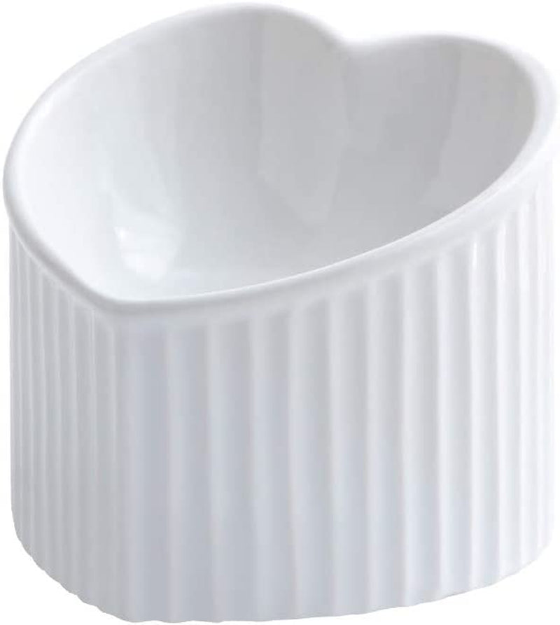 Elevated White Ceramic Cat Bowls - Stress-Free Feeding with Backflow Prevention, Dishwasher & Microwave Safe, Lead & Cadmium Free