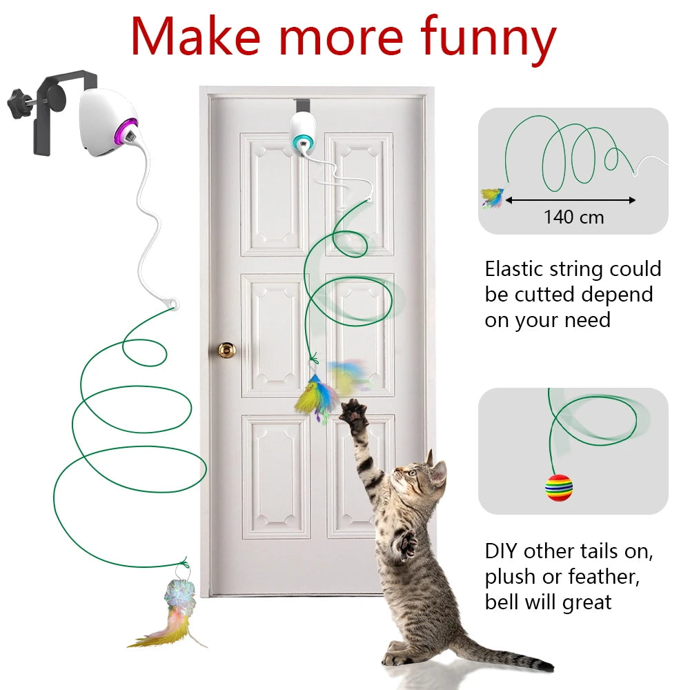 Electric Cat Toy Rope Automatic Teaser Cat String Toys Hanging Door Interactive Kitten Game Toy Random Swing Cat Catching Sticks