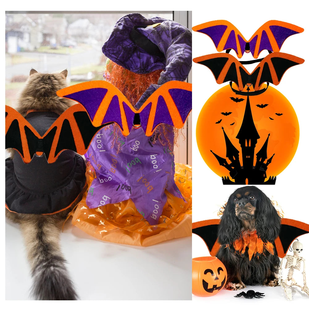 2021 New Halloween Pet Dog Costumes Clothing Black Bat Wings Pet Gift Vampire Black Cute Funny Spider Dress up Pet Accessories