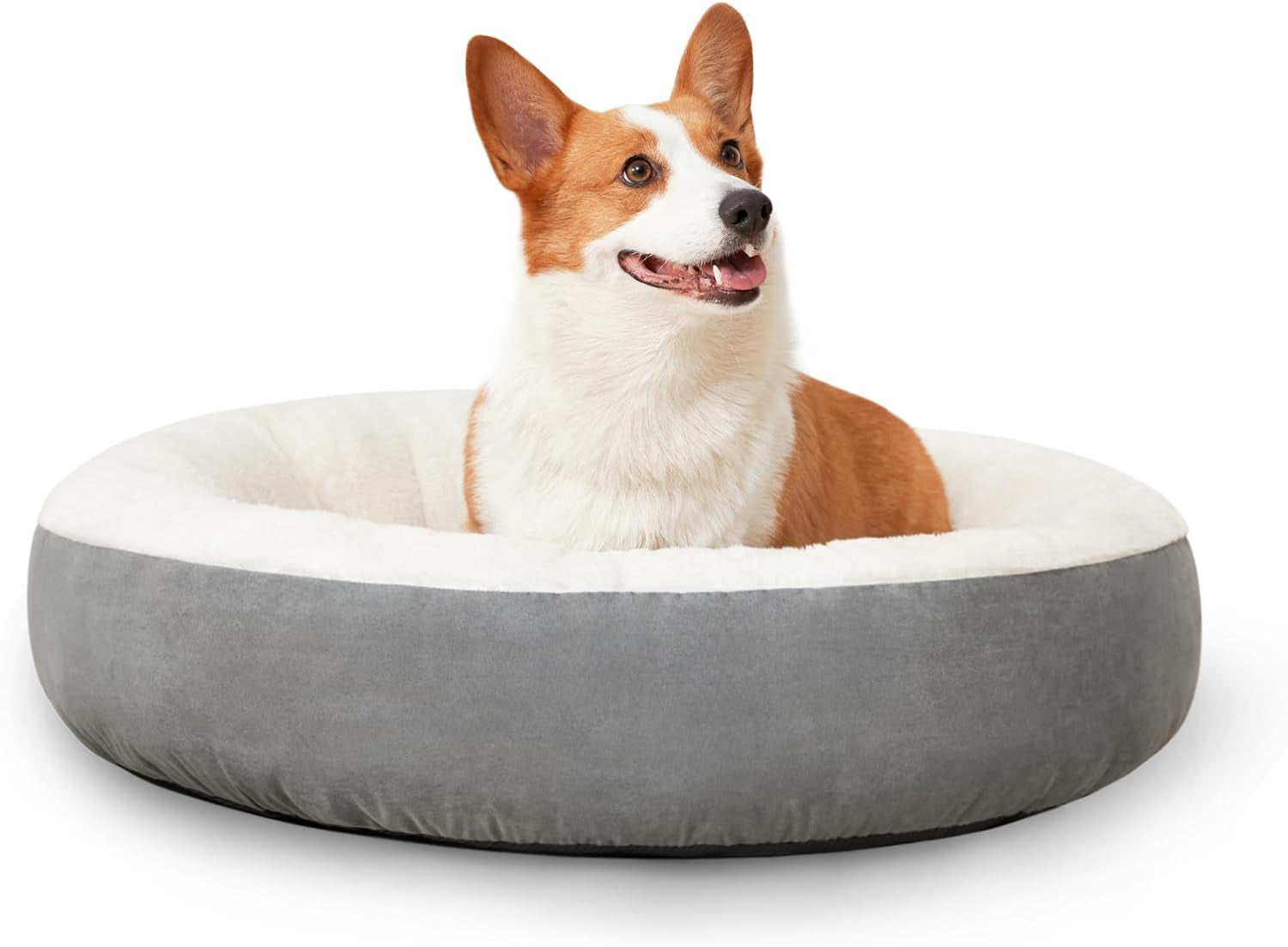 Love'S Cabin round Donut Cat and Dog Cushion Bed, 20In Bed for Cats or Small Dogs, Anti-Slip & Water-Resistant Bottom, Super Soft Durable Fabric Pet Beds, Washable Luxury Cat & Dog Bed Gray