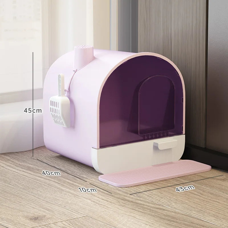 Cat Litter Box Oversized Fully Enclosed Drawer Type Cat Toilet anti Splash Cat Litter Box Deodorant Excrement Basin