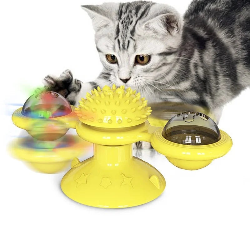 Windmill Cat Toy Interactive Pet Toys for Cats Puzzle Cat Game Toy with Whirligig Turntable for Kitten Brush Teeth Pet Supplies