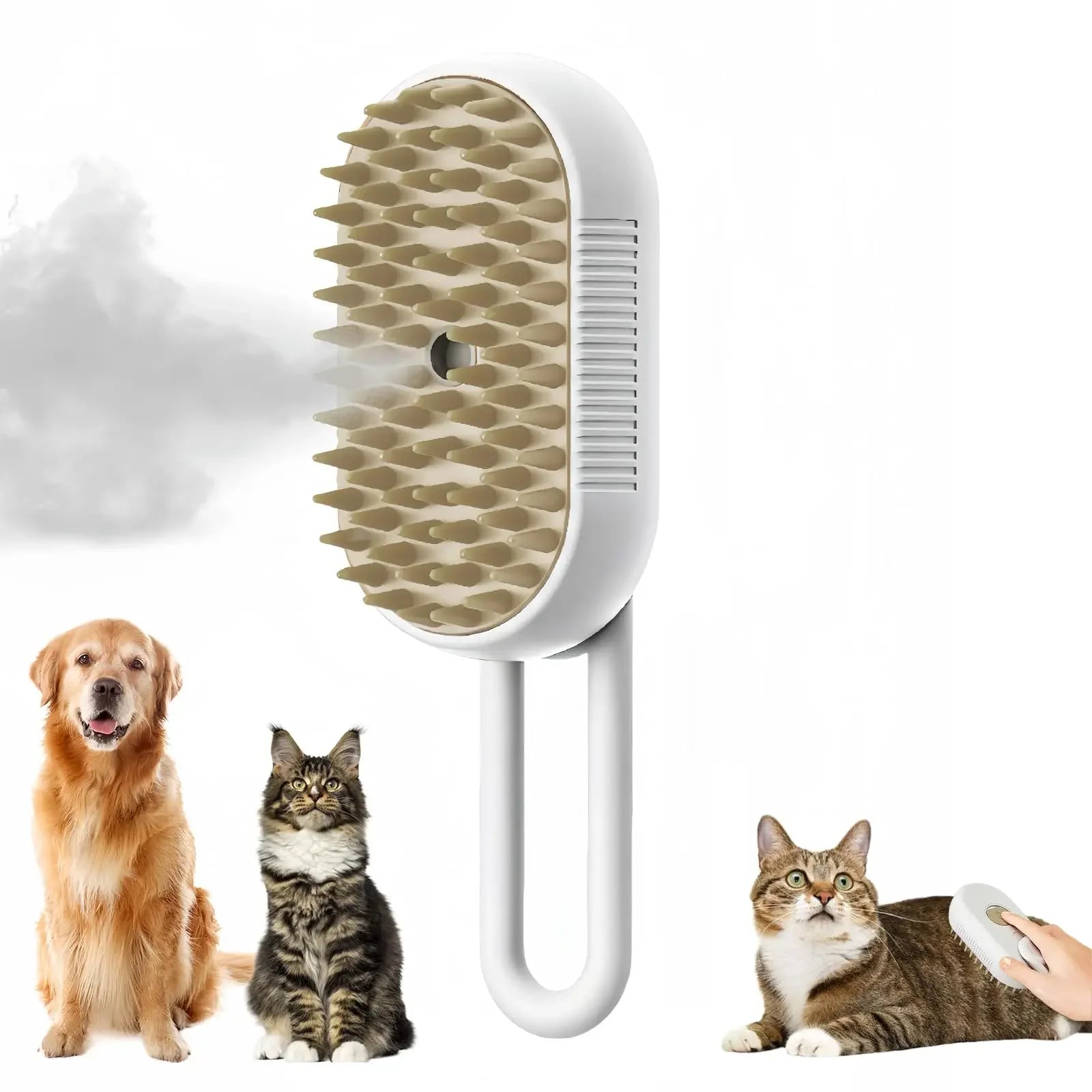 3-in-1 Cat & Dog Massage Brush with Steam Spray - Rotatable Hair Removal & Bath Comb