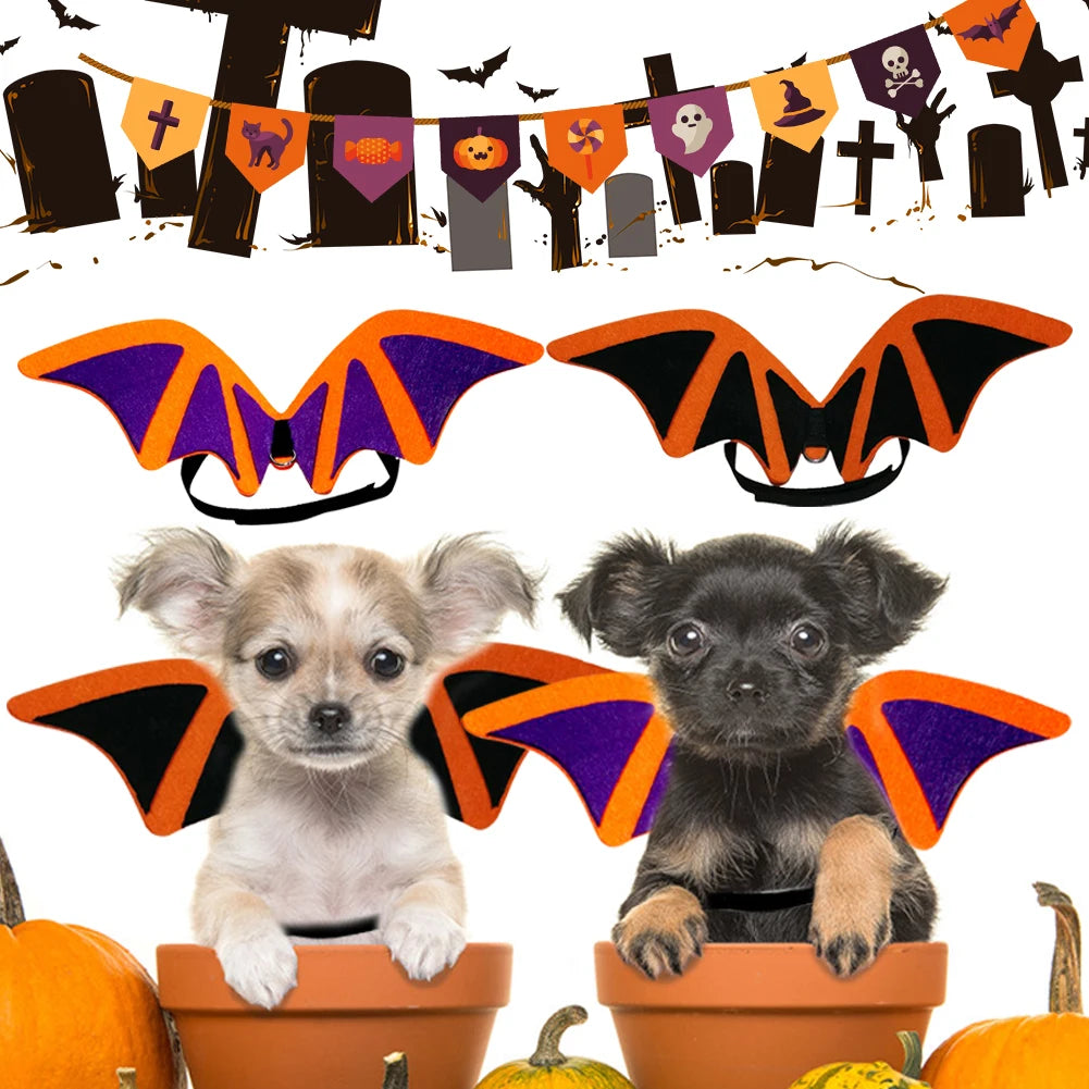 2021 New Halloween Pet Dog Costumes Clothing Black Bat Wings Pet Gift Vampire Black Cute Funny Spider Dress up Pet Accessories