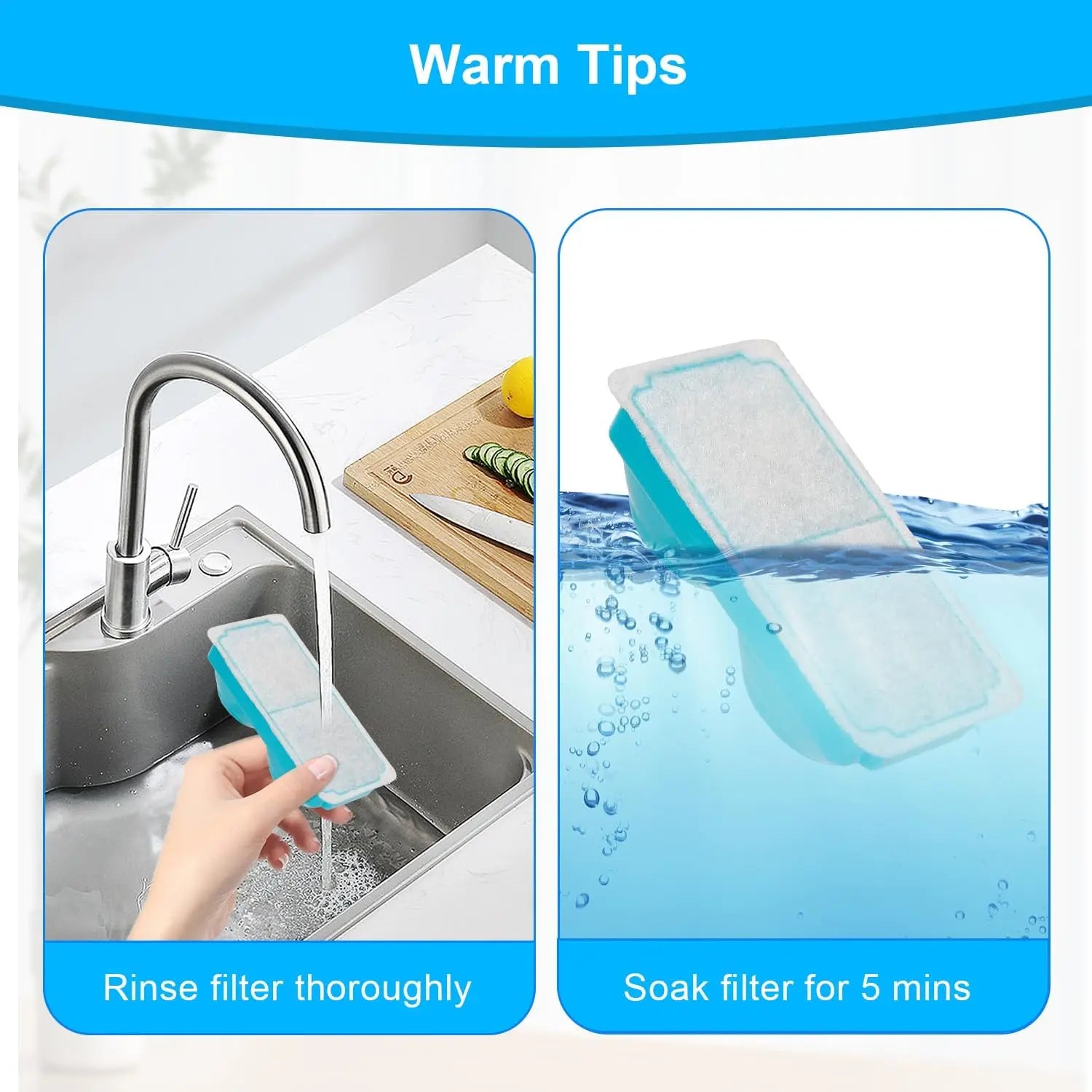 3pcs Smart Cat Water Fountain Filters for 108oz/3.2L Wireless Cat Water Fountain Battery Operated Stainless Steel Pet Feeder - Fold Paws