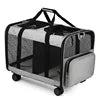 Double Compartment Pet Carrier With Detachable Wheels Rolling Carrier for 2 Small Cats Dog Carrying case - Fold Paws