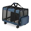 Double Compartment Pet Carrier With Detachable Wheels Rolling Carrier for 2 Small Cats Dog Carrying case - Fold Paws