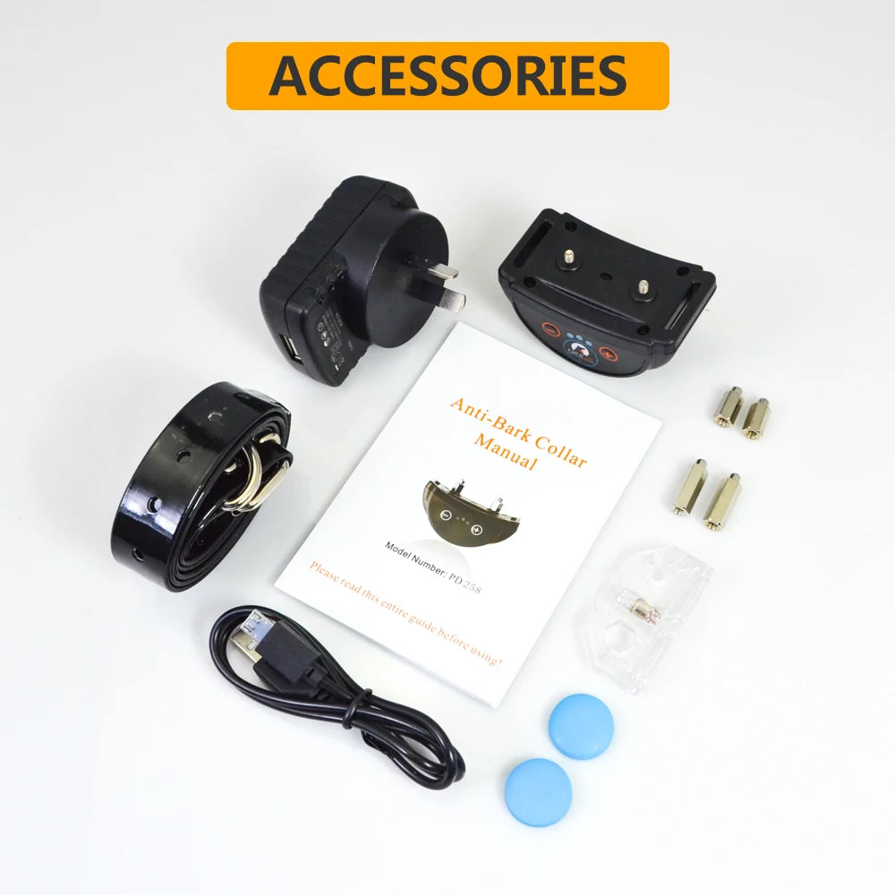 Rechargeable Dog Bark Collar – Static Training Device for Large Dogs with Adjustable Sensitivity & Waterproof Design - Fold Paws