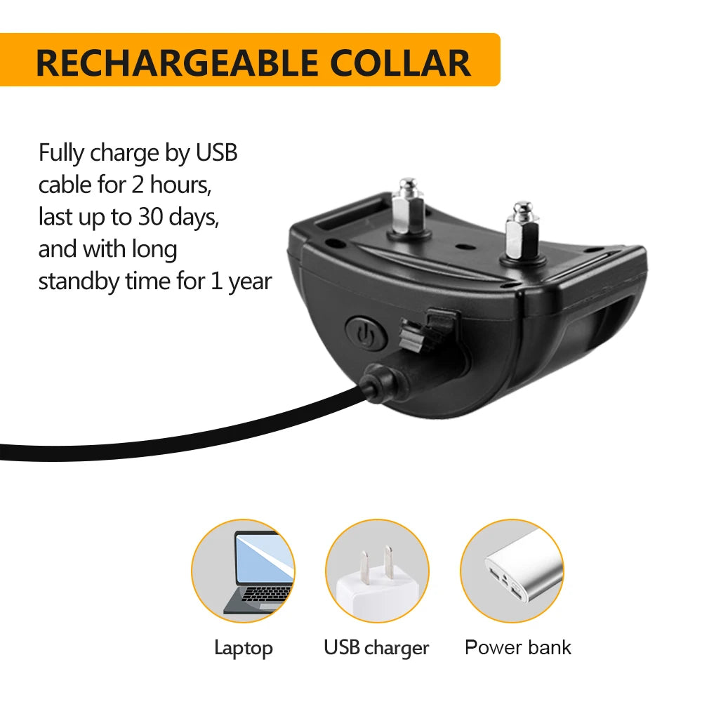 Rechargeable Dog Bark Collar – Static Training Device for Large Dogs with Adjustable Sensitivity & Waterproof Design - Fold Paws