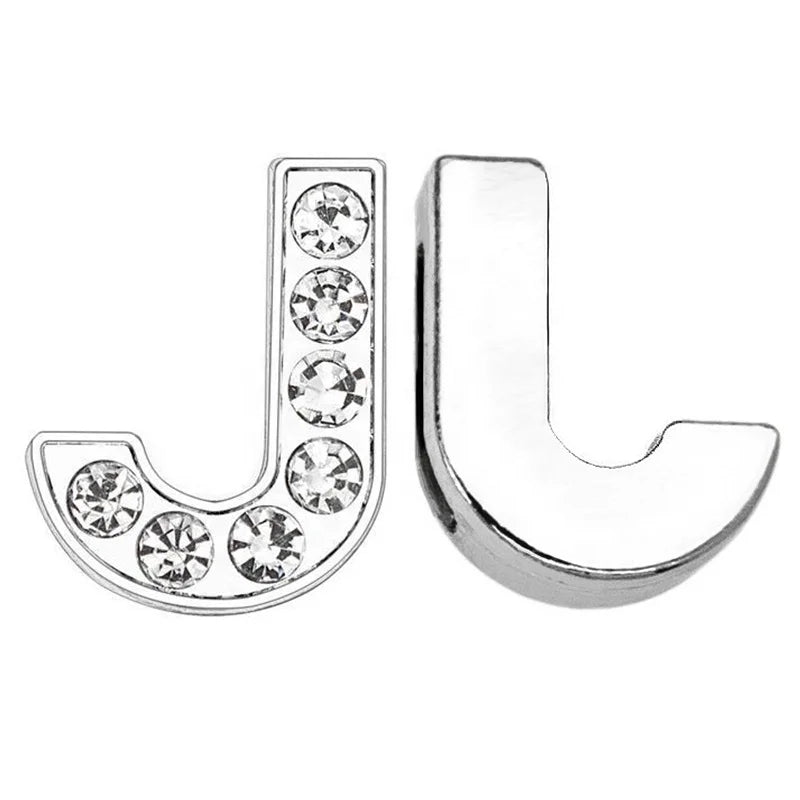 Rhinestone Slide Letter Charms – A-Z Stainless Steel 10mm Bling Alphabet for Pet Collars & DIY Accessories - Fold Paws