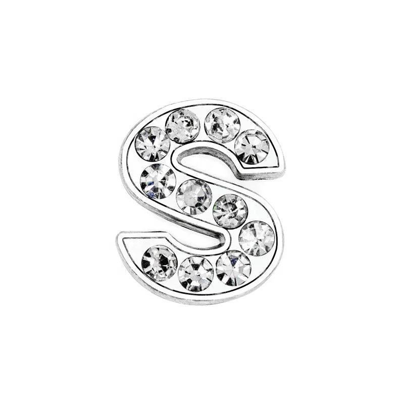 Rhinestone Slide Letter Charms – A-Z Stainless Steel 10mm Bling Alphabet for Pet Collars & DIY Accessories - Fold Paws