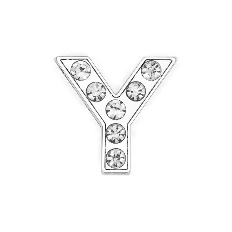 Rhinestone Slide Letter Charms – A-Z Stainless Steel 10mm Bling Alphabet for Pet Collars & DIY Accessories - Fold Paws