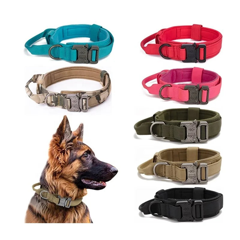 Tactical Dog Collar & Leash Set – Heavy-Duty Metal Buckle Training Gear for Large Dogs - Fold Paws