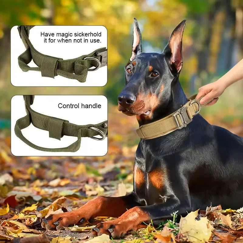Tactical Dog Collar & Leash Set – Heavy-Duty Metal Buckle Training Gear for Large Dogs - Fold Paws