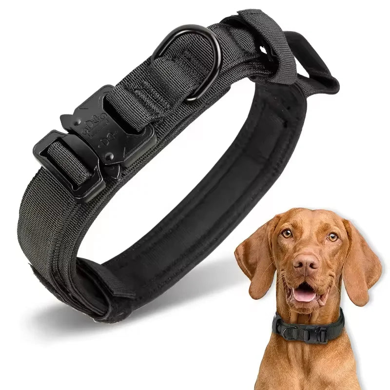 Tactical Dog Collar & Leash Set – Heavy-Duty Metal Buckle Training Gear for Large Dogs - Fold Paws