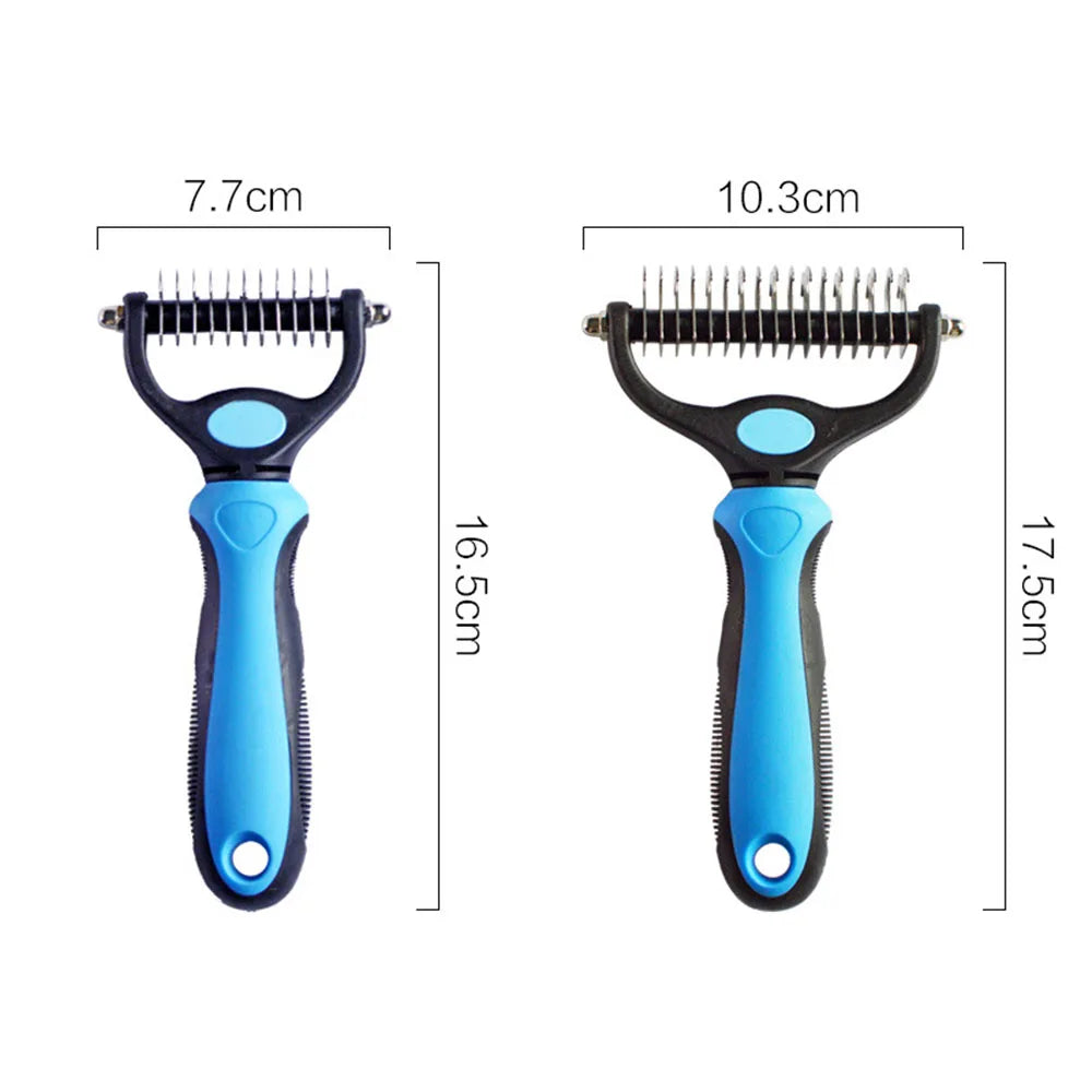 Double-Sided Pet Grooming Comb – Dematting & Deshedding Brush for Dogs & Cats with Safe Blades - Fold Paws