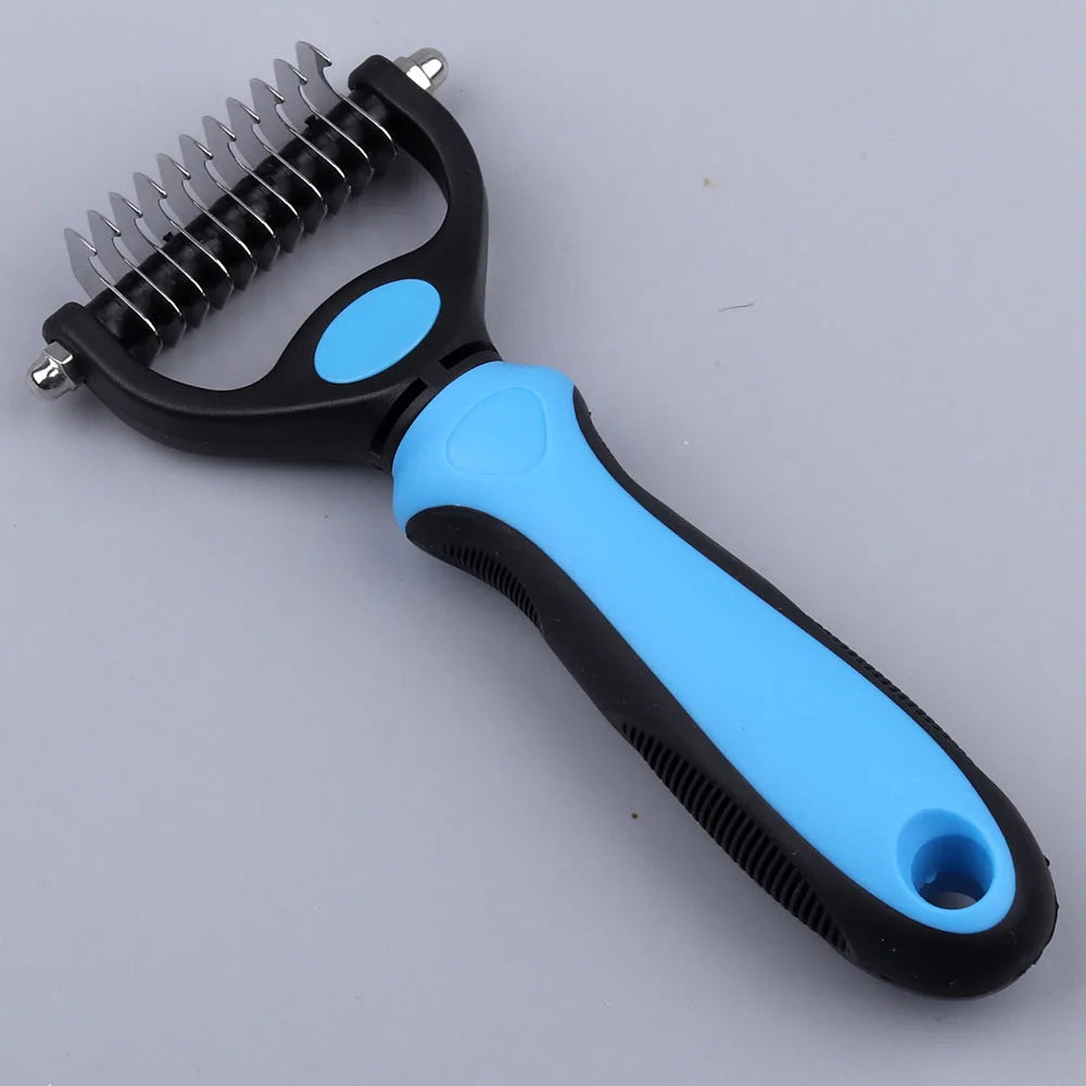 Double-Sided Pet Grooming Comb – Dematting & Deshedding Brush for Dogs & Cats with Safe Blades - Fold Paws