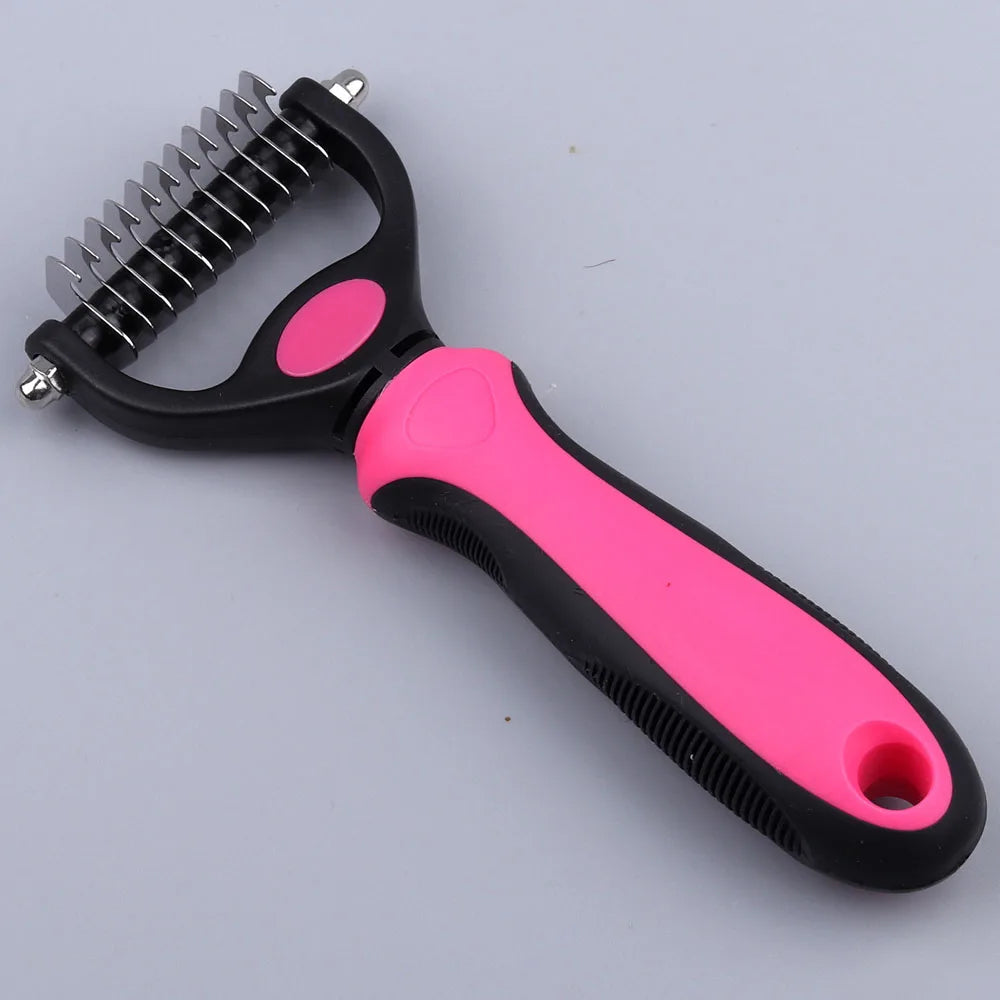 Double-Sided Pet Grooming Comb – Dematting & Deshedding Brush for Dogs & Cats with Safe Blades - Fold Paws