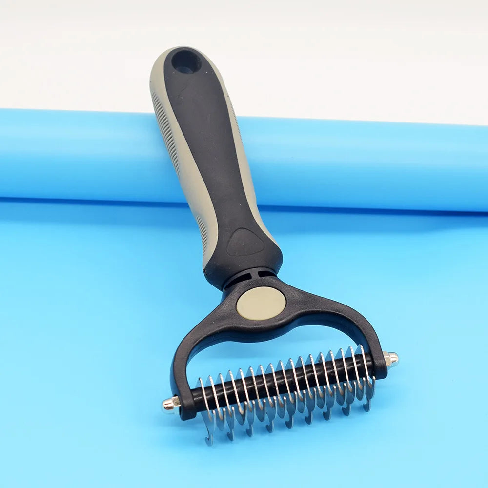 Double-Sided Pet Grooming Comb – Dematting & Deshedding Brush for Dogs & Cats with Safe Blades - Fold Paws