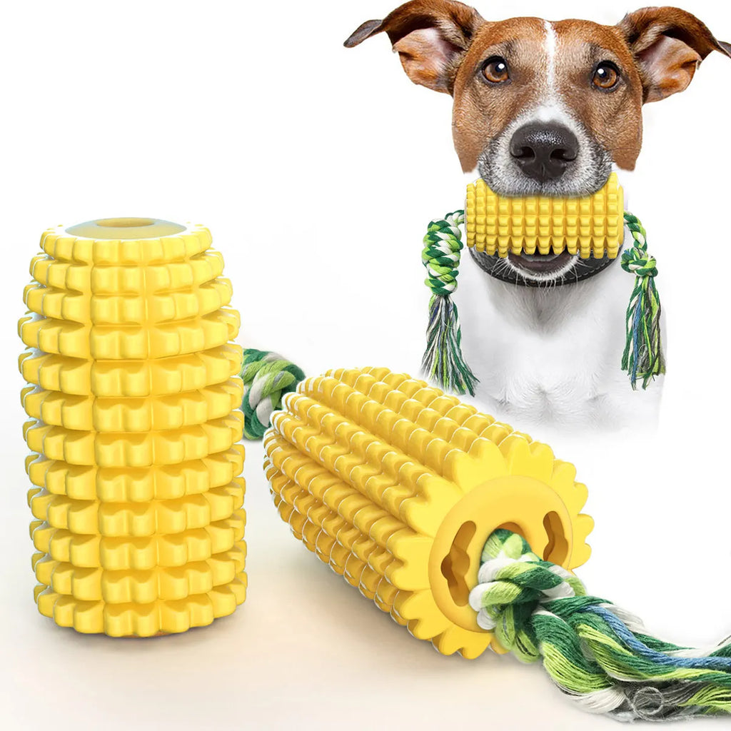 Corn Molar Dog Chew Toy – Bite-Resistant Toothbrush Stick with Rope for Aggressive Chewers - Fold Paws