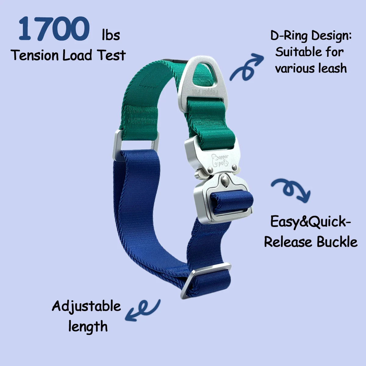 Pepper Pet Tactical Dog Collar & Leash Set – Two-Tone Luxury with Aerospace-Grade Aluminum Swivel Frog Buckle - Fold Paws
