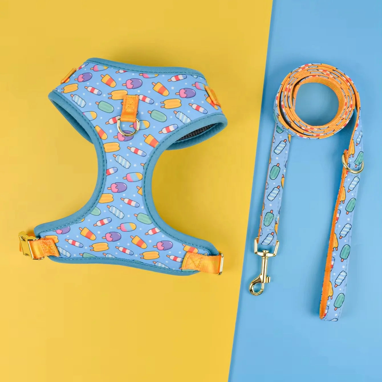 Designer Dog Harness & Leash Set – Adjustable Stylish Pet Walking Gear for Small & Medium Dogs - Fold Paws