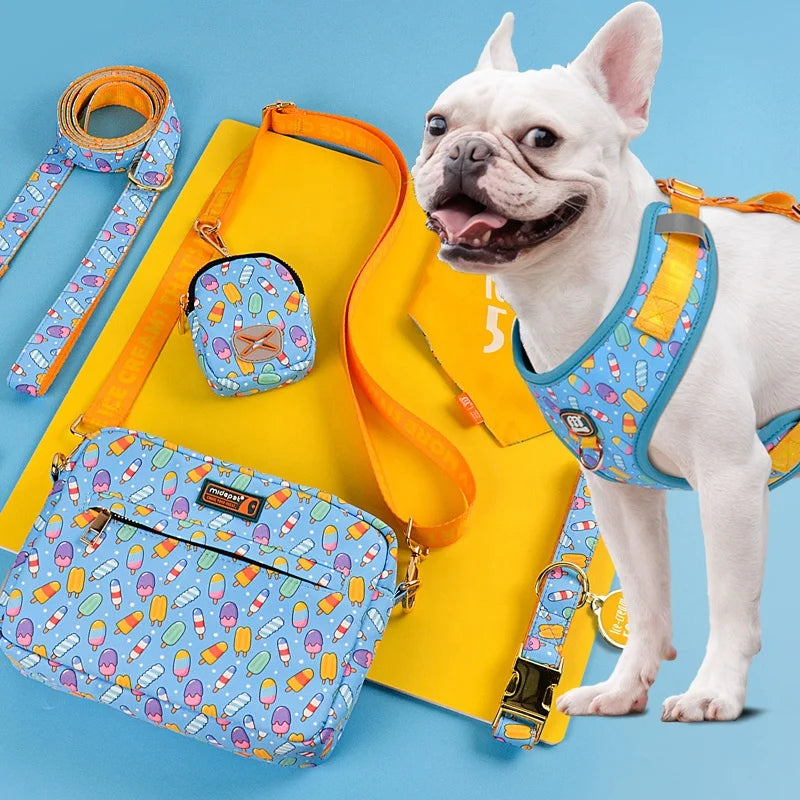 Designer Dog Harness & Leash Set – Adjustable Stylish Pet Walking Gear for Small & Medium Dogs - Fold Paws
