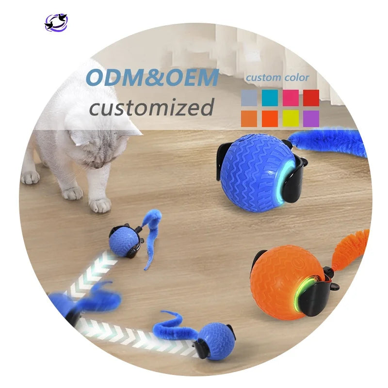 Multi Color 360° Smart Automatic Pet Rope Toy Interactive Electric Cat Rolling Ball with USB Charger - Fold Paws