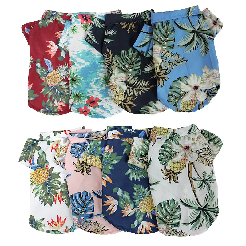 Hawaiian Dog Shirt – Breathable Summer T-Shirt for Small, Medium & Large Pets with Tropical Print - Fold Paws
