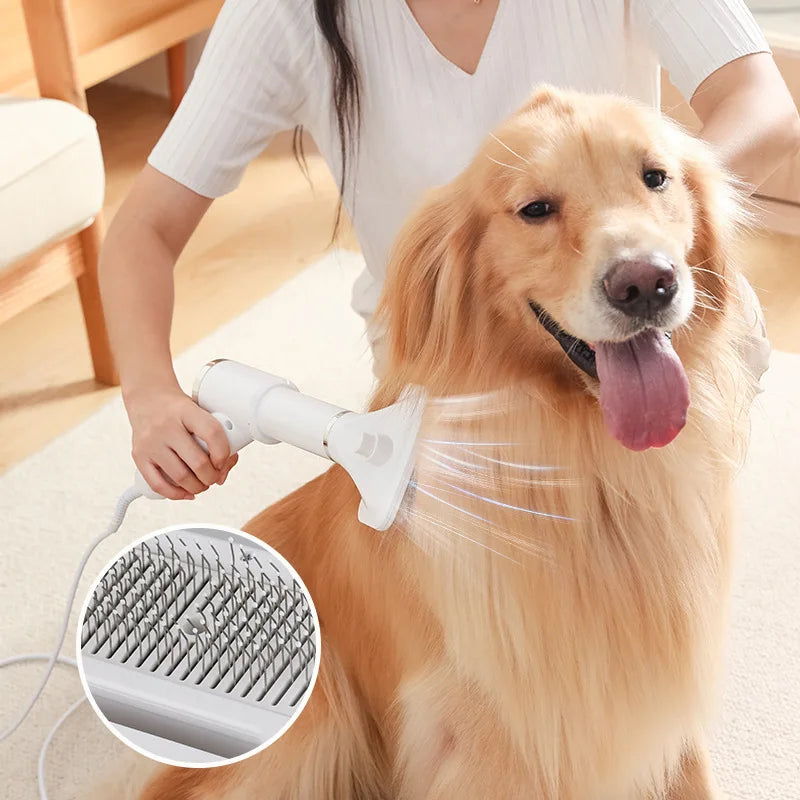 2-in-1 Pet Hair Dryer & Grooming Brush – Adjustable Temperature Dog & Cat Hair Remover Tool - Fold Paws