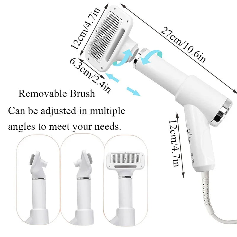 2-in-1 Pet Hair Dryer & Grooming Brush – Adjustable Temperature Dog & Cat Hair Remover Tool - Fold Paws