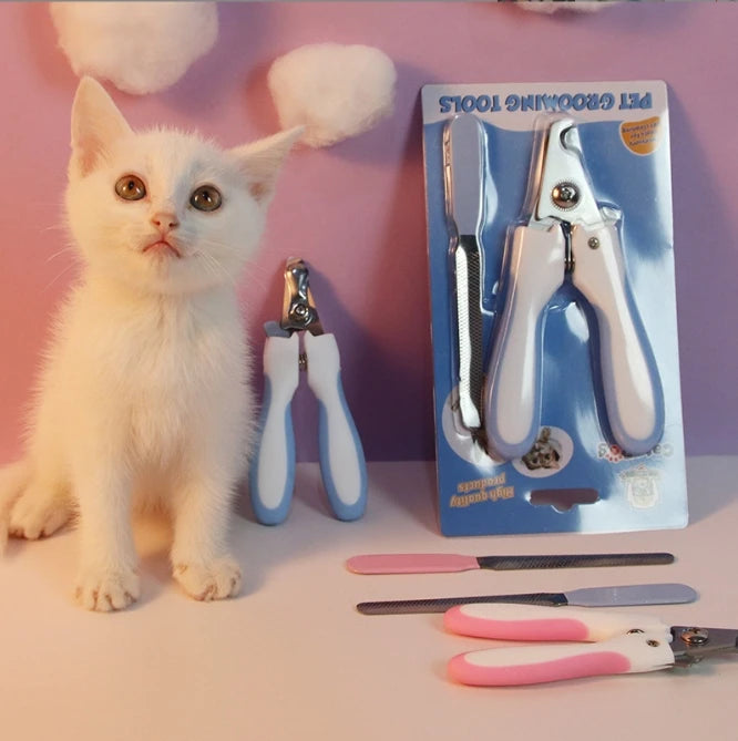Stainless Steel Pet Nail Trimmer – Safe Grooming Clippers for Cats, Kittens & Dogs with Ergonomic Grip - Fold Paws