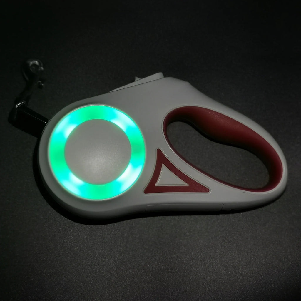 Custom Retractable Dog Leash with LED Flashlight – Large Jogging Pet Lead for Outdoor Training & Walking - Fold Paws