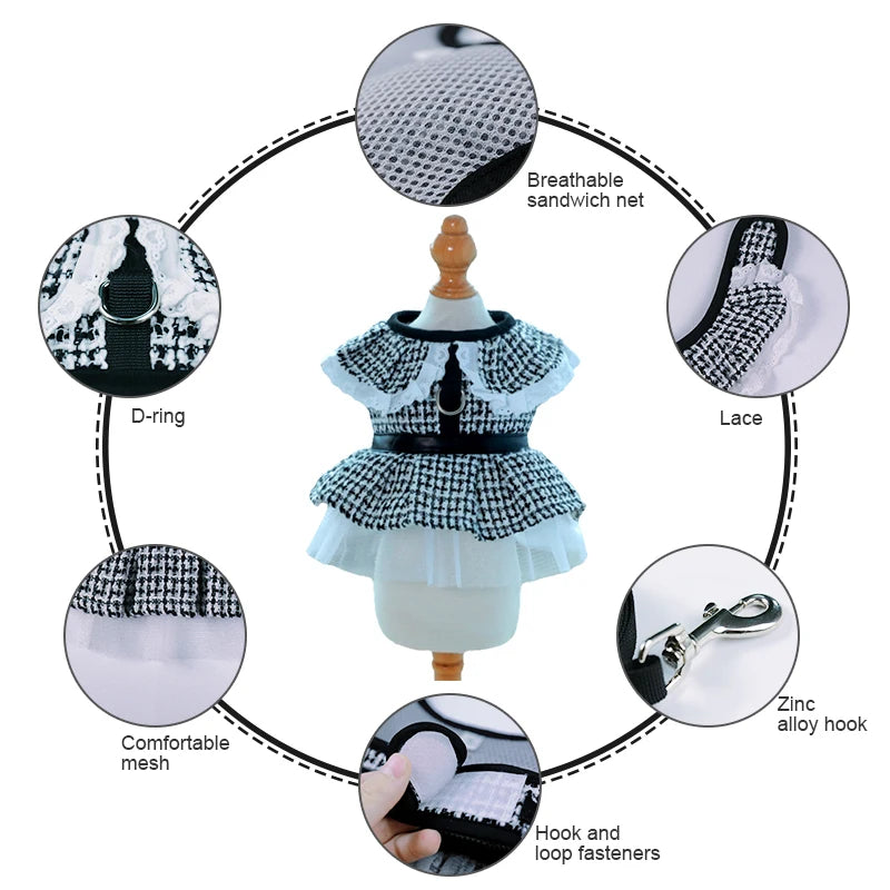 Luxury Shirt Dress Pets Outfits Leash Clothes Small Dog Party Skirt Puppy Sublimation Custom Dog Harness Design Dog Summer - Fold Paws