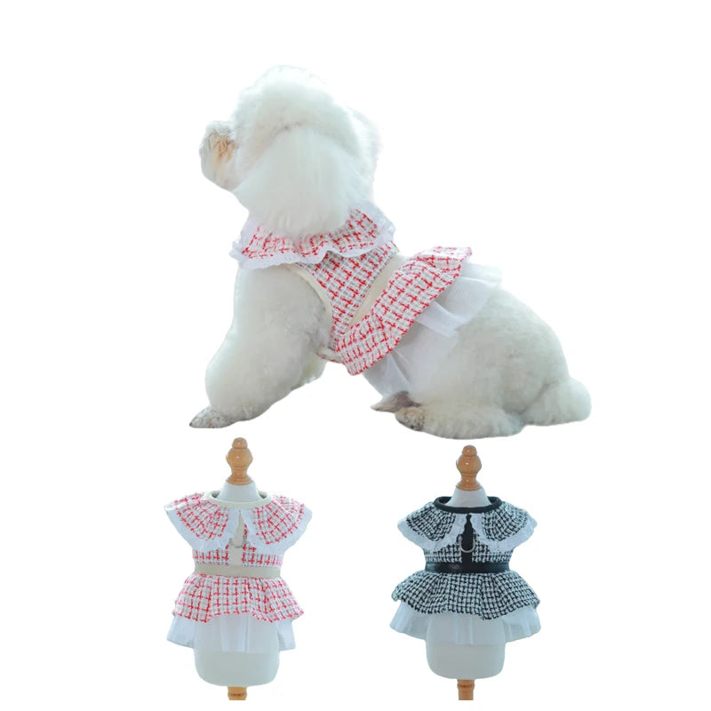 Luxury Shirt Dress Pets Outfits Leash Clothes Small Dog Party Skirt Puppy Sublimation Custom Dog Harness Design Dog Summer - Fold Paws