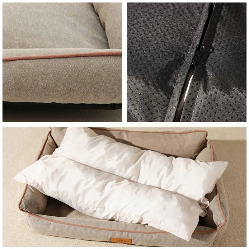 Luxury Canvas Pet Bed Large Chew Proof Extra Dog Beds Waterproof and Bite-resistant Dog Bed - Fold Paws