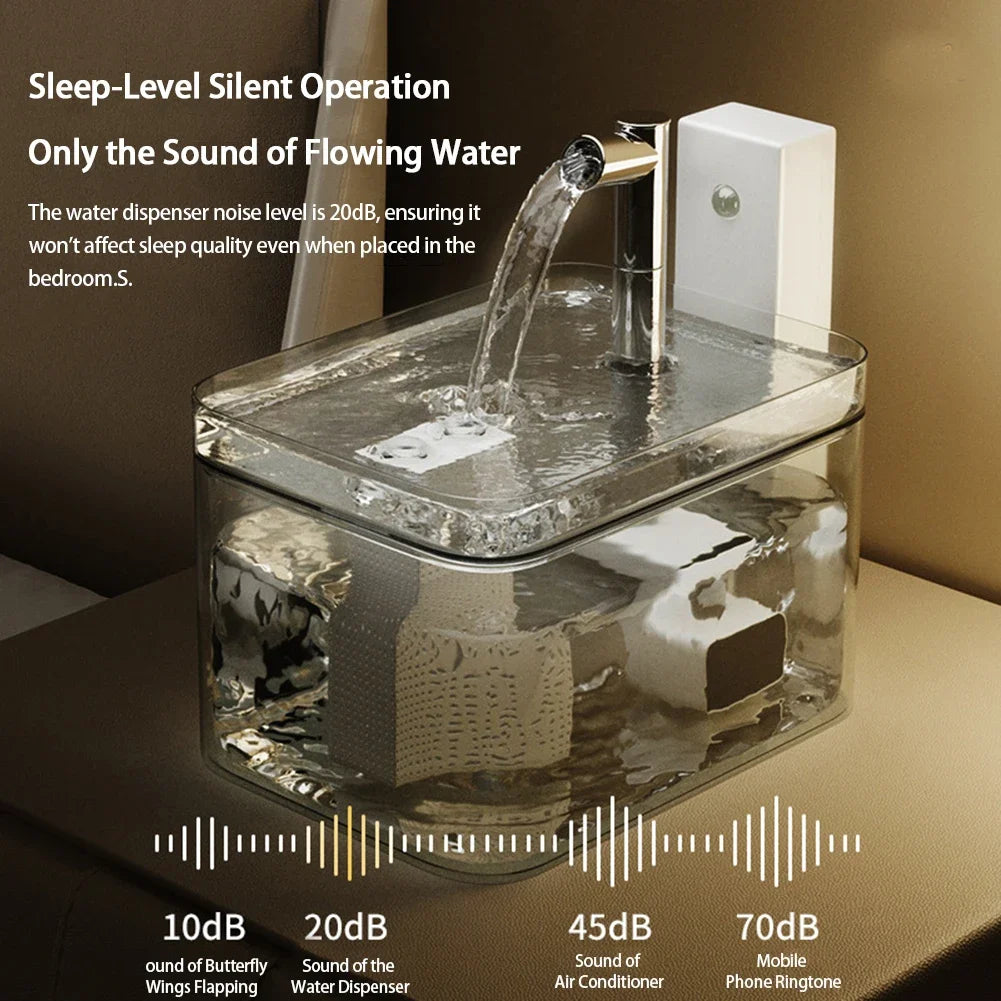 Wireless Pet Water Fountain – 1.5L Automatic Filter Dispenser with Sensor & Ultra Quiet Pump for Cats & Dogs - Fold Paws