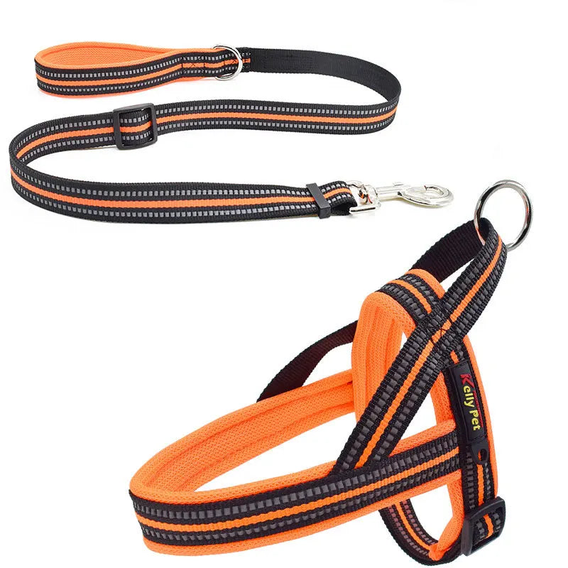 Explosion-proof Spike Pet Universal Chest Strap Reflective Easy to Wear Gun Shaped Chest Strap Medium and Large Dog Towing Rope - Fold Paws