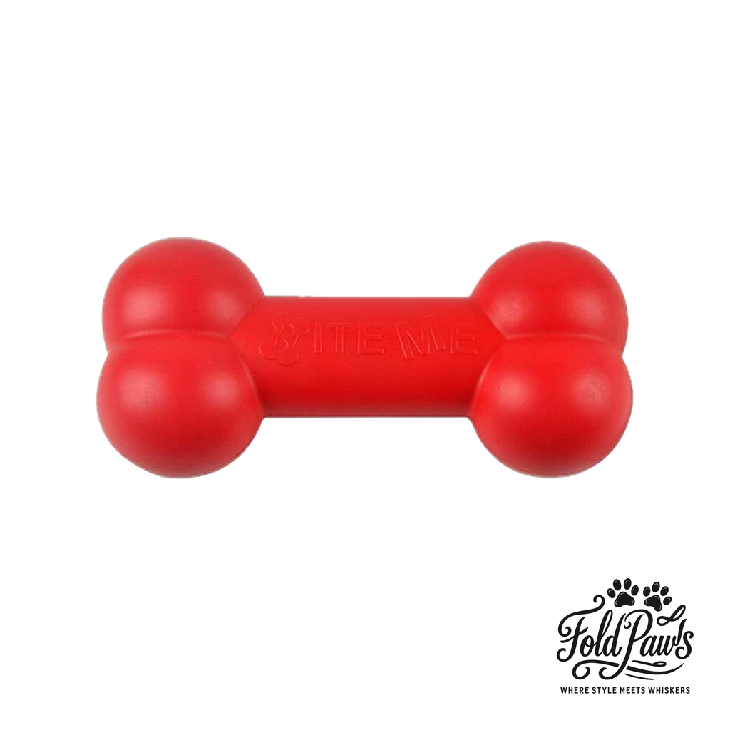 Fold Paws Bite Me Bone Dog Chew Toy - Durable Red Bone Toy for Dogs