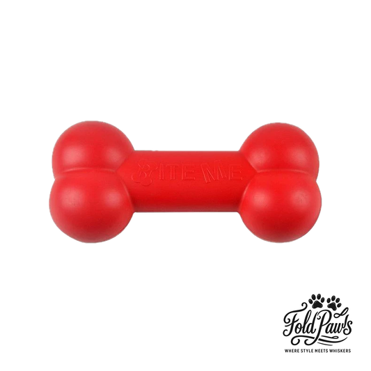Fold Paws Bite Me Bone Dog Chew Toy - Durable Red Bone Toy for Dogs